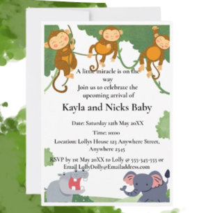 Invitation Fête de bébé surprise sexe avec des animaux africa