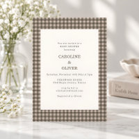 Fête de bébé Taupe Marron Gingham à carreaux pour