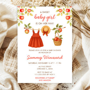 Invitation Fête de bébé tenue de ligne de pomme automne