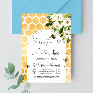 Invitation Fête de Bébé Thème Abeille à Miel Parents To Bee