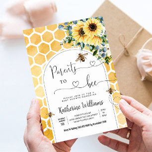 Invitation Fête de Bébé Thème Abeille à Miel Parents To Bee