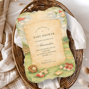 Invitation Fête de bébé thème baseball vintage