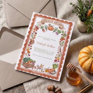 Invitation Fête de Bébé Thème Citrouille Rustique de l'Automn