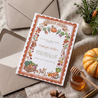 Invitation Fête de Bébé Thème Citrouille Rustique de l'Automn