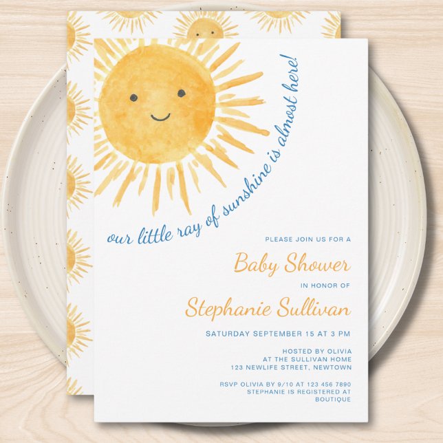 Invitation Fête de Bébé Thème Soleil Garçon (Créateur téléchargé)
