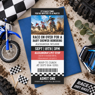 Invitation Fête de Bébé Ticket de Parti de Moto Cross pour En