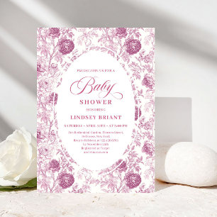 Invitation Fête de bébé Toile de roses roses classiques roses