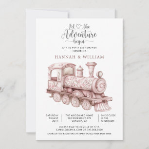 Invitation Fête de Bébé Toilettes Train L'Aventure Commence