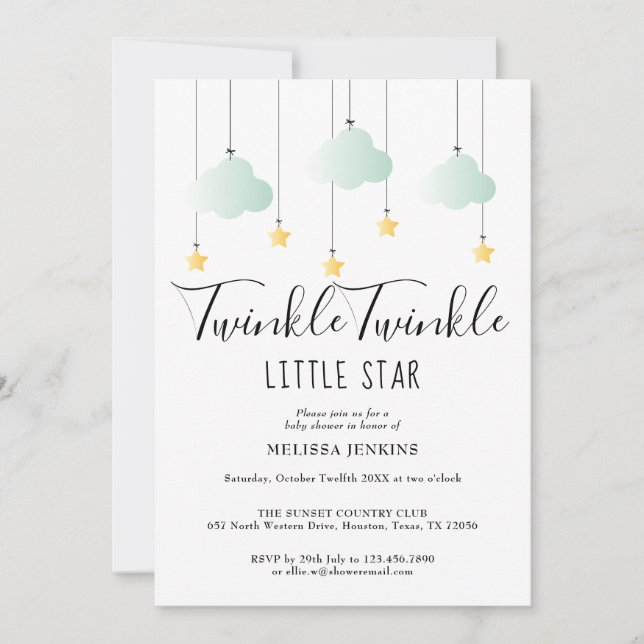 Invitation Fête de Bébé Tout en Un Gaspillage de Paillettes (Devant)
