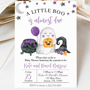 Invitation Fête de Bébé Un Petit Boo Violet