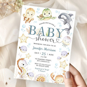 Invitation Fête de bébé Under The Sea Ocean Genre Neutre 
