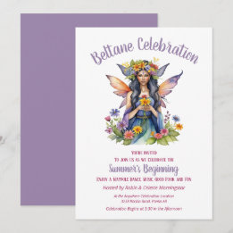 Invitation Fête de Beltane Été Fée Florale Sabbat