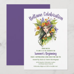 Invitation Fête de Beltane Sabbat Floral Fée d'Été