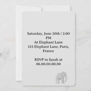 Invitation Fête de bienvenue du petit éléphant