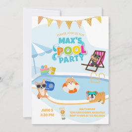 Invitation Fête de billard de chien, chien de pawty Anniversa