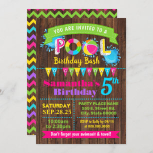 Invitation Fête de billard d'été de la Hot Pink Pool