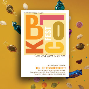Invitation Fête de Bloc d'Automne de Style Rétro