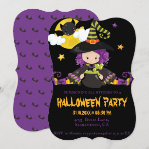 Invitation Fête de Bloc d'Halloween des Enfants Sorciers 