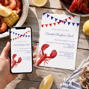 Invitation Fête de bouillabaisse de fruits de mer côtiers