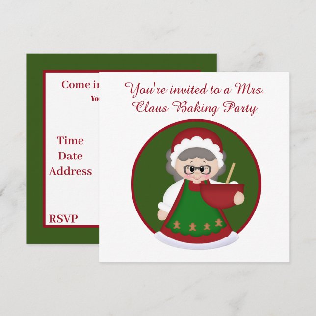 Invitation Fête de boulangerie Mme Claus (Devant / Derrière)