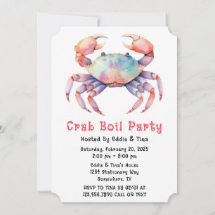 Invitation Fête de boule de crabe à l'aquarelle branchée ou f
