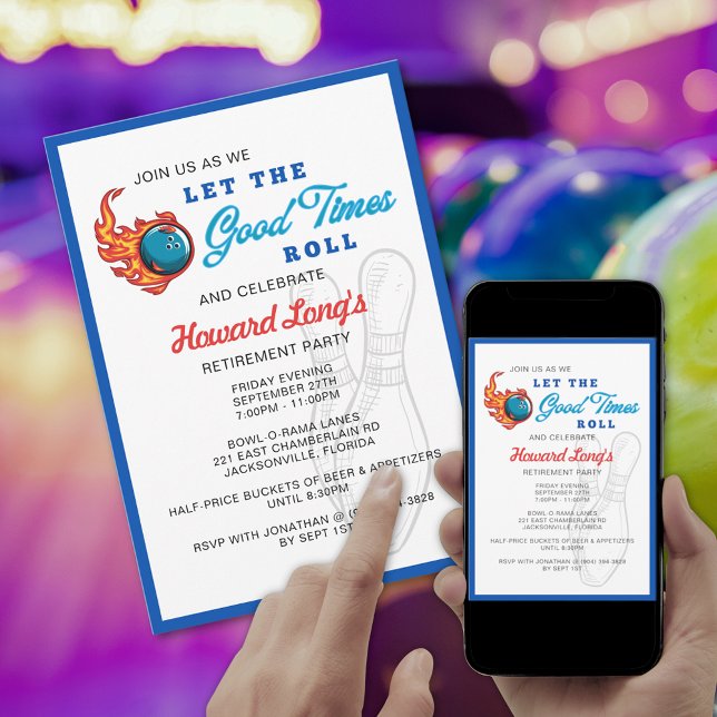 Invitation Fête de Bowling : Que les bons moments s'éternisen (Créateur téléchargé)