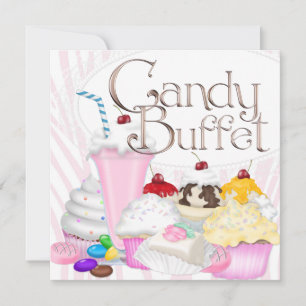 Invitation Fête de Buffet de Bonbons Zèbre Rose