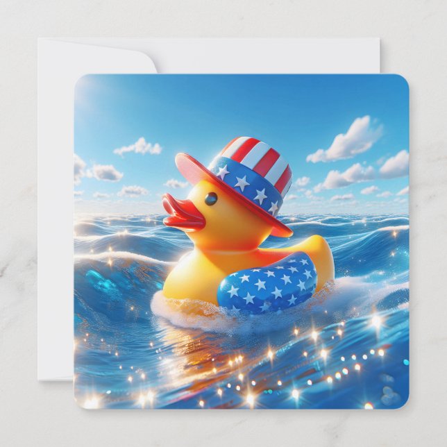 Invitation Fête de canard en caoutchouc jaune patriotique (Devant)