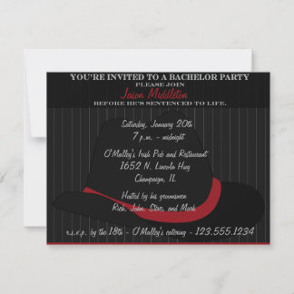 Invitation Fête de célibataire Fedora et rayures tennis