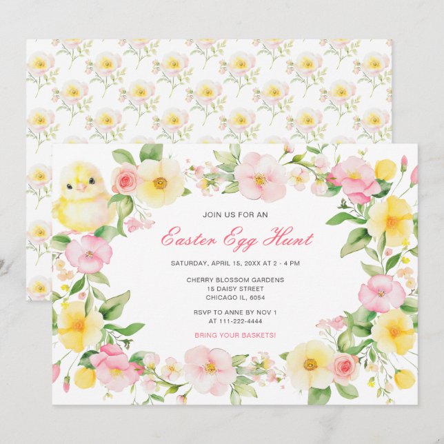 Invitation Fête de chasse aux oeufs de Pâques du printemps (Devant / Derrière)