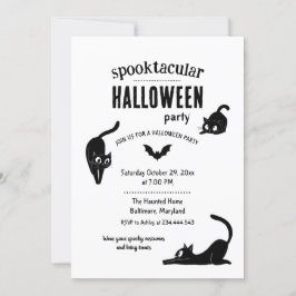 Invitation Fête de chats noirs d'Halloween Spooktacular