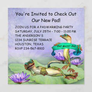 Invitation Fête de Chauffage Maison Amusante de Gecko Water L