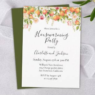 Invitation Fête de Chauffage Maison Élégante Aquarelle Orange