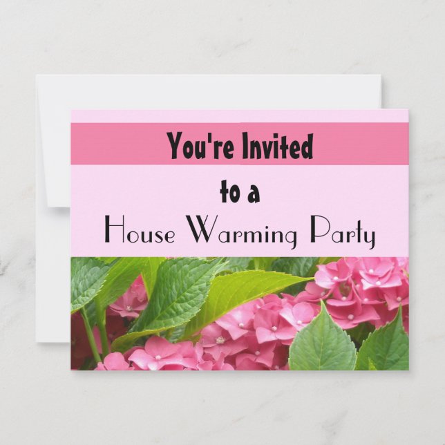 Invitation Fête de Chauffage Maison Hortensia Rose Profond (Devant)
