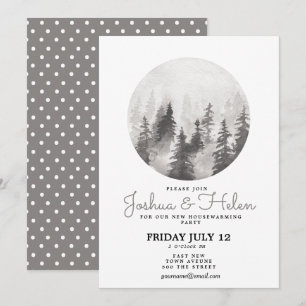 Invitation fête de chauffage nouvelle maison dans les montagn