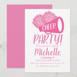 Invitation Fête de Cheerleading Anniversaire Rose