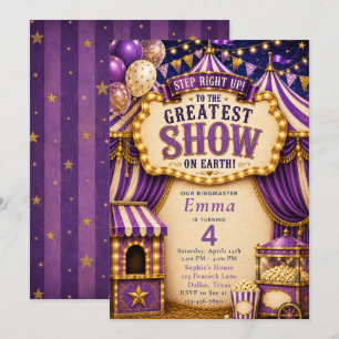 Invitation Fête de cirque violet