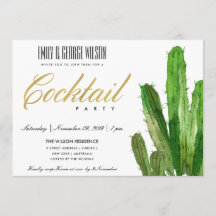 FÊTE DE COCKTAIL À L'AQUARELLE DE FEUILLES DE CACT