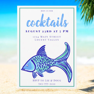 Invitation Fête de Cocktail Côtière Poisson Bleu Prépa 