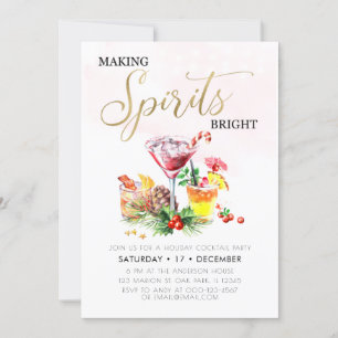 Invitation Fête de Cocktail de Noël avec des esprits brillant
