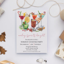 Invitation Fête de Cocktail de Noël avec des esprits brillant