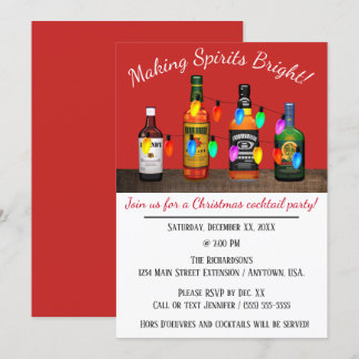 Invitation Fête de Cocktail de Noël avec des esprits brillant