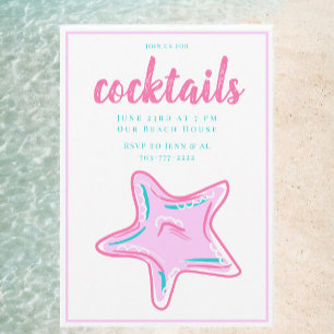 Invitation Fête de Cocktail Étoile de Mer Rose Prépa 