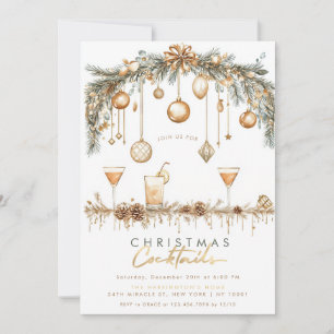Invitation Fête de Cocktail Moderne Minimaliste de Noël