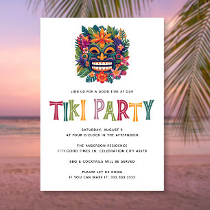 Invitation Fête de cocktail moderne tropicale Tiki Luau d'été