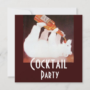 Invitation FÊTE DE COCKTAIL OURS POLAIRE, blanc marron rouge