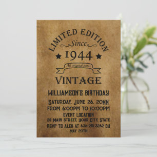 Invitation Fête de cocktail personnalisée pour 80 ans vintage