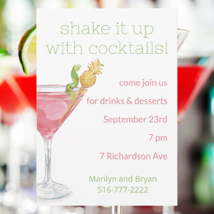 Invitation Fête de cocktail Rose Cosmopolitan Shake It Up!