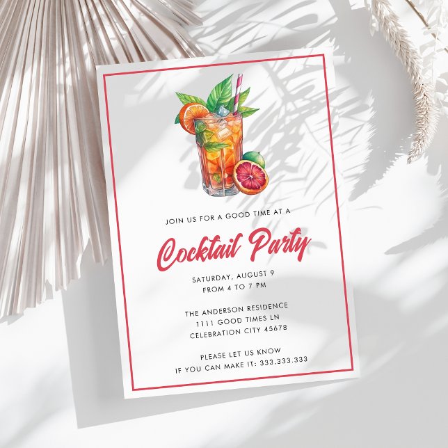 Invitation Fête de cocktail tropical dans le jardin Boissons  (Créateur téléchargé)