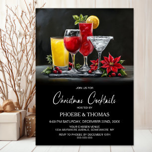 Invitation Fête de cocktails de Noël au Poinsettia